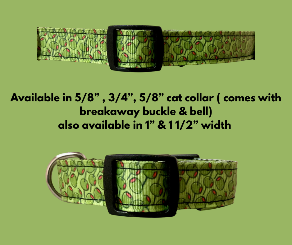 Little dog 5/8”or 3/4” Dog collar, harness, leash, 5/8” cat collar olive
